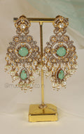 Kundan Mint Green Artistry And Diamond Sparkle Women Earrings