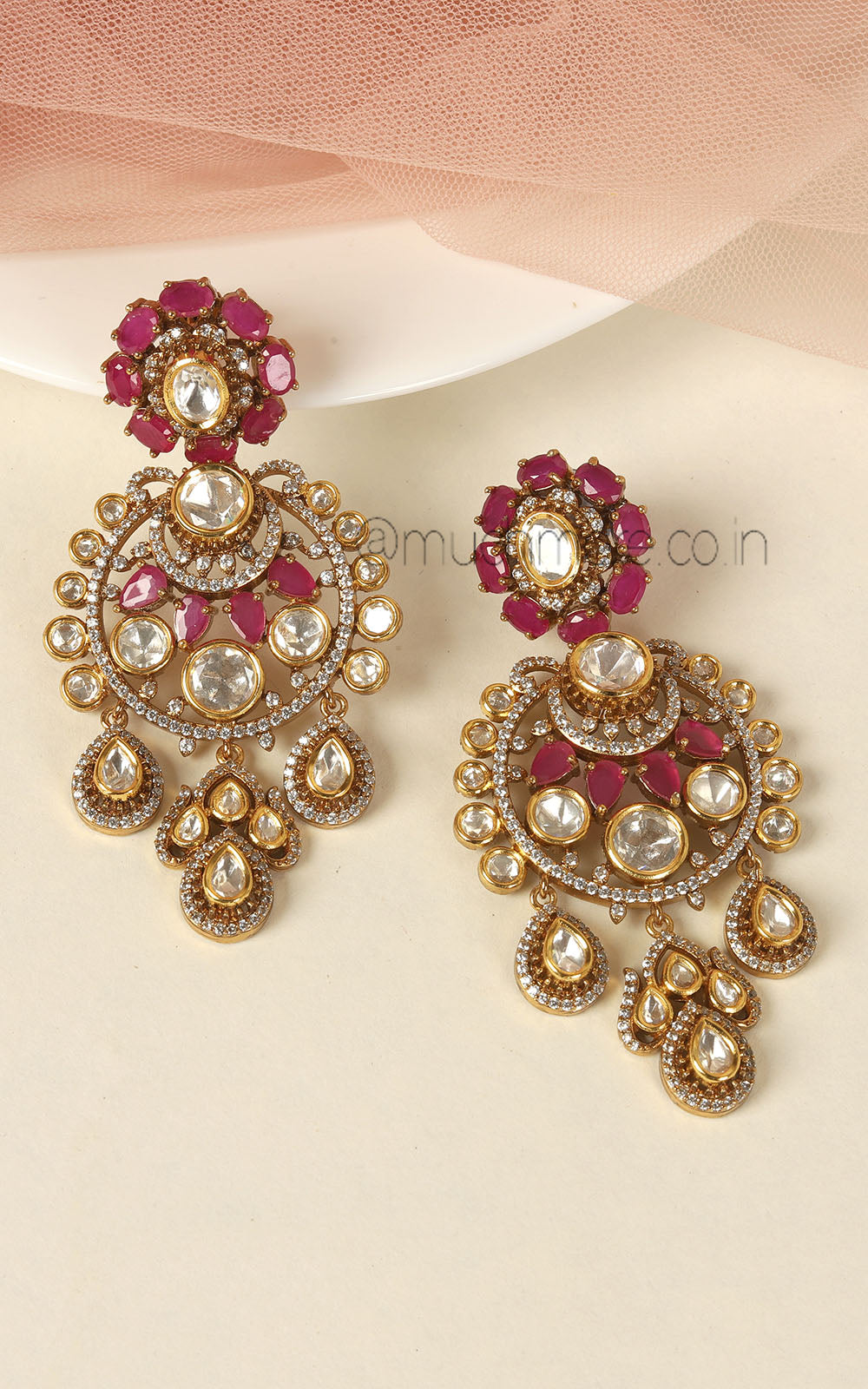 Beautifully Crafted Ruby Earrings Enhance Wedding Looks