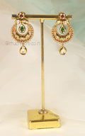 Classic Gold Polish Kundan Ruby Green Combination Earrings