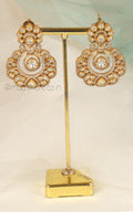 Gold Polish Kundan Diamond Classic Earrings For Brides