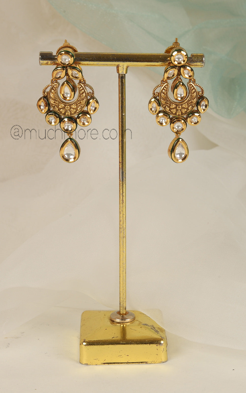 Gold Polish Kundan All Time Women Favourite Earrings