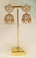 White Kundan And Diamonds Cute Jhumki Earrings