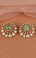 Mint Green Elegant Kundan Flower Stud Earrings