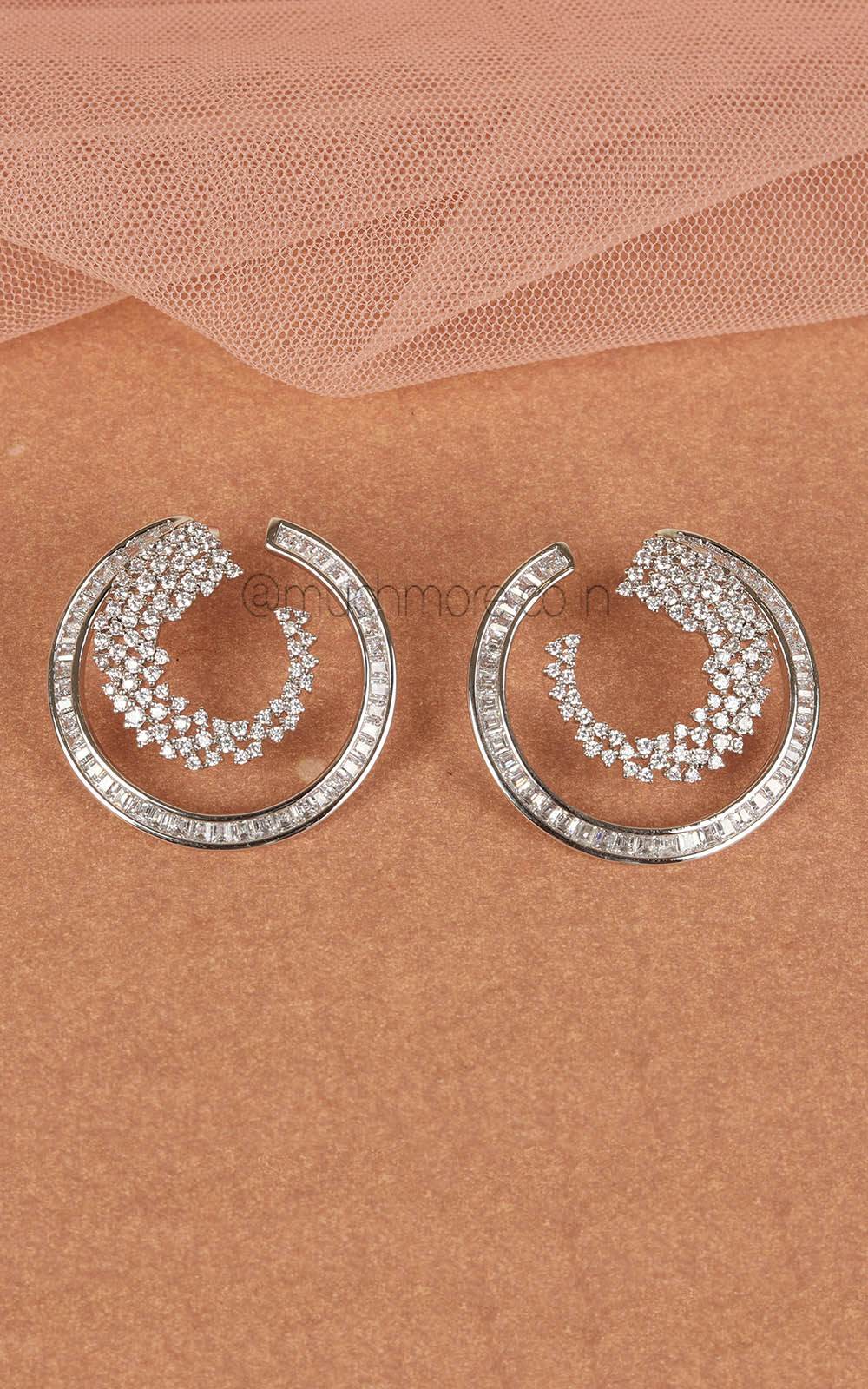 Silver Polish Designer Diamond Drop Earrings