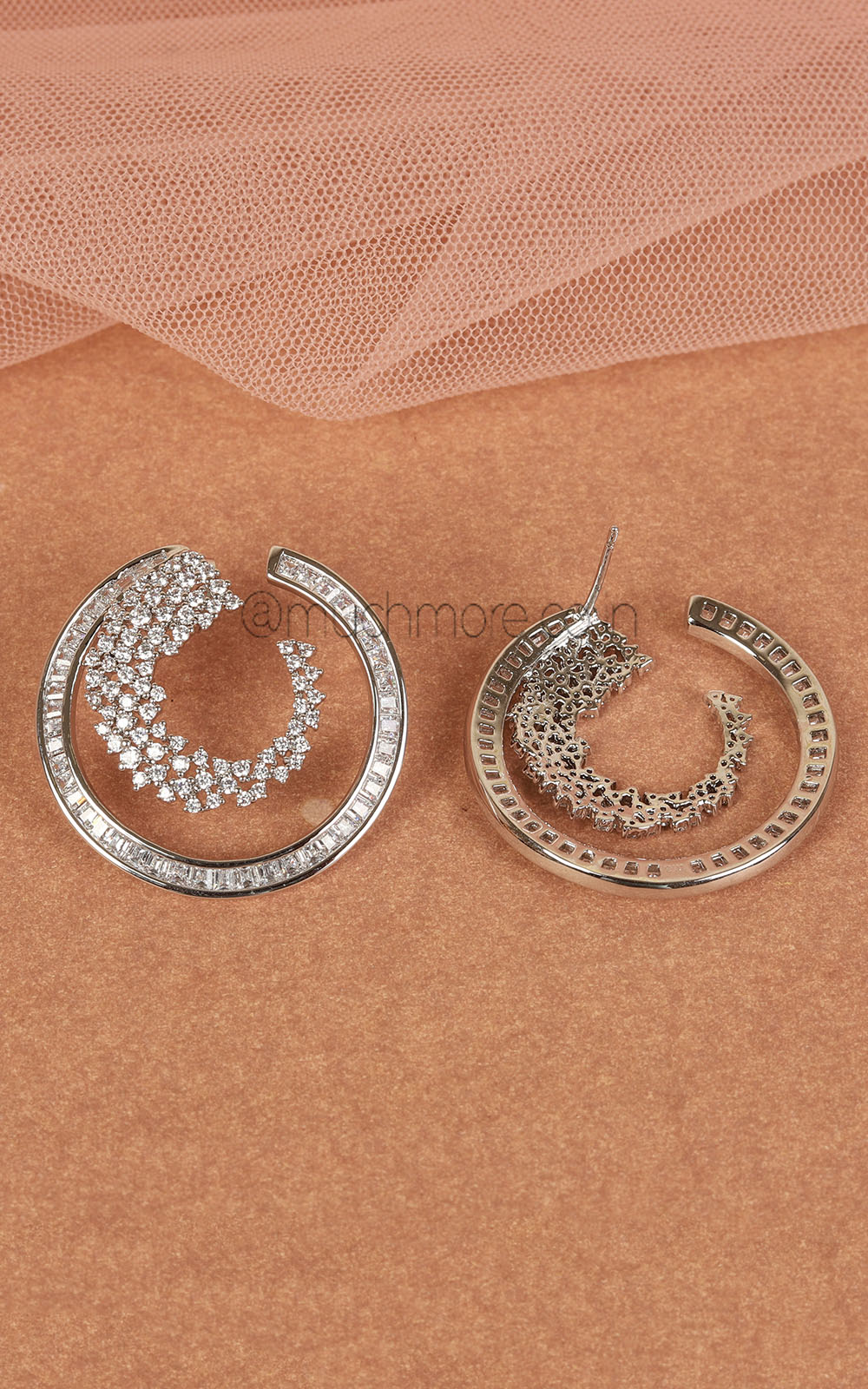 Silver Polish Designer Diamond Drop Earrings