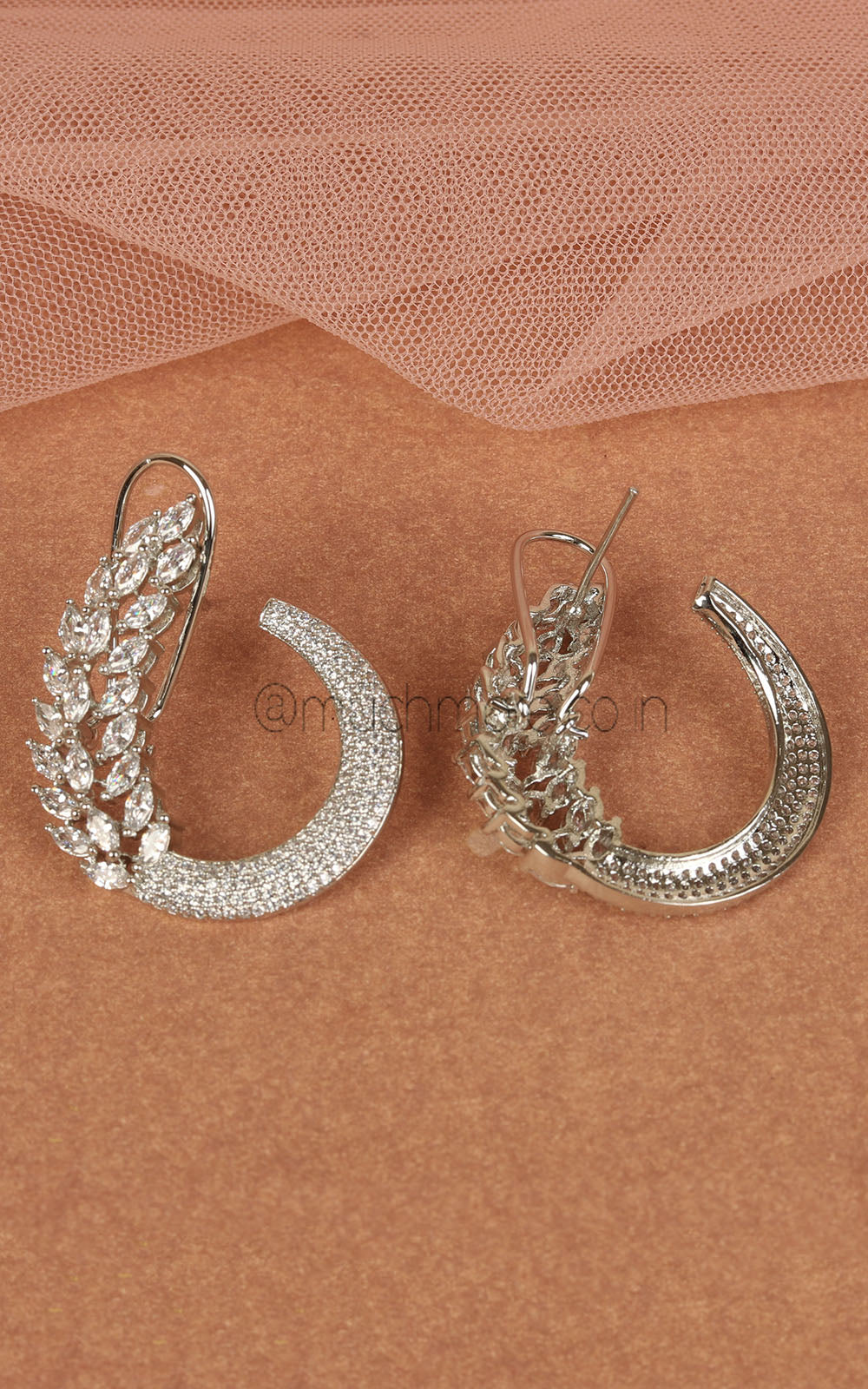 Stylish Silver Polish American Diamond Stud Earrings