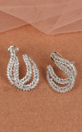 Statement Silver Polish American Diamond Stud Earrings