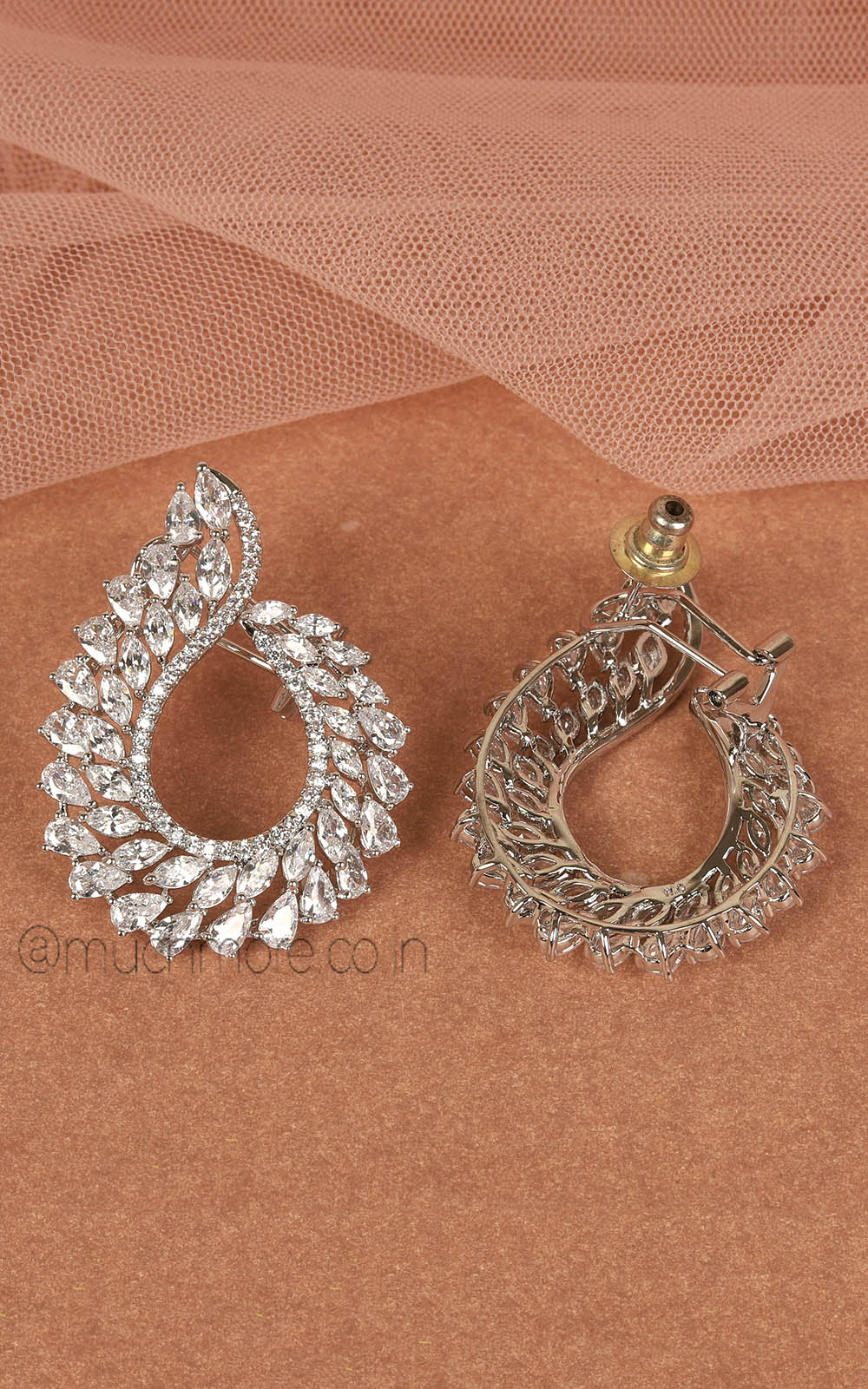 Much More Silver Polish Diamond Stud Earrings