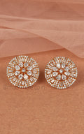 Round Shaped Gold Polish Diamond Studded Stud Earrings