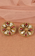 Ruby Gold Polish Traditional Stud Earrings For Women