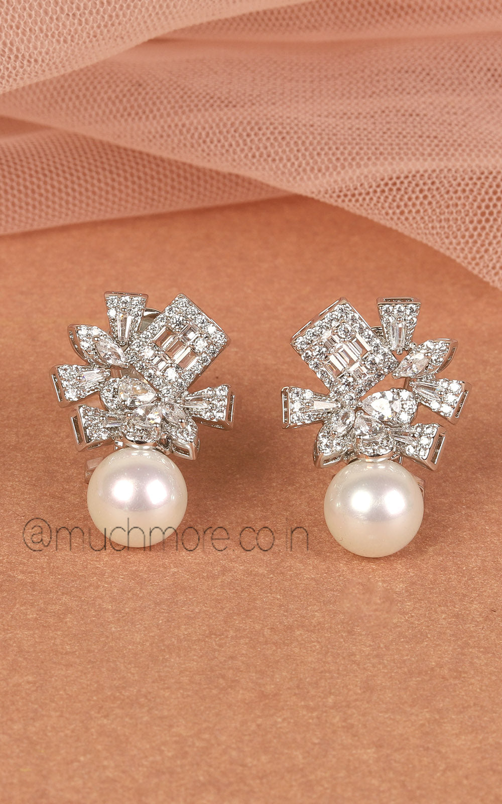 Pearl Drop With Diamonds Earrings Buy At Much More