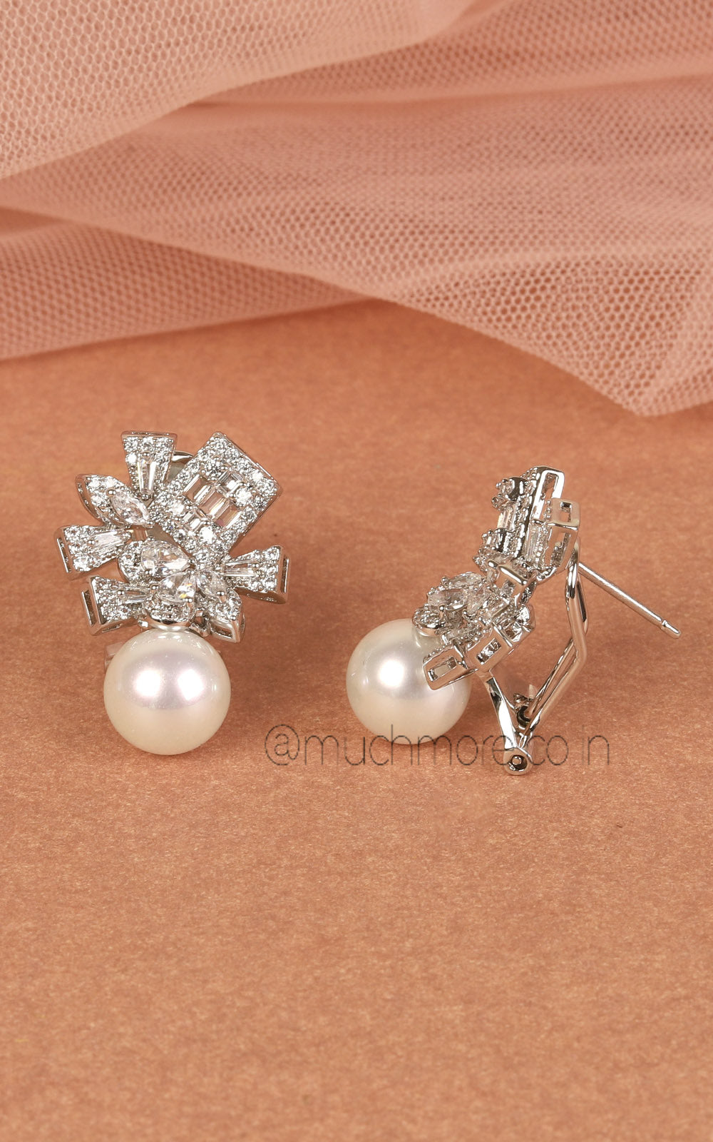 Pearl Drop With Diamonds Earrings Buy At Much More