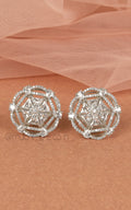 Simple Silver Polish American Diamond Stud Earrings