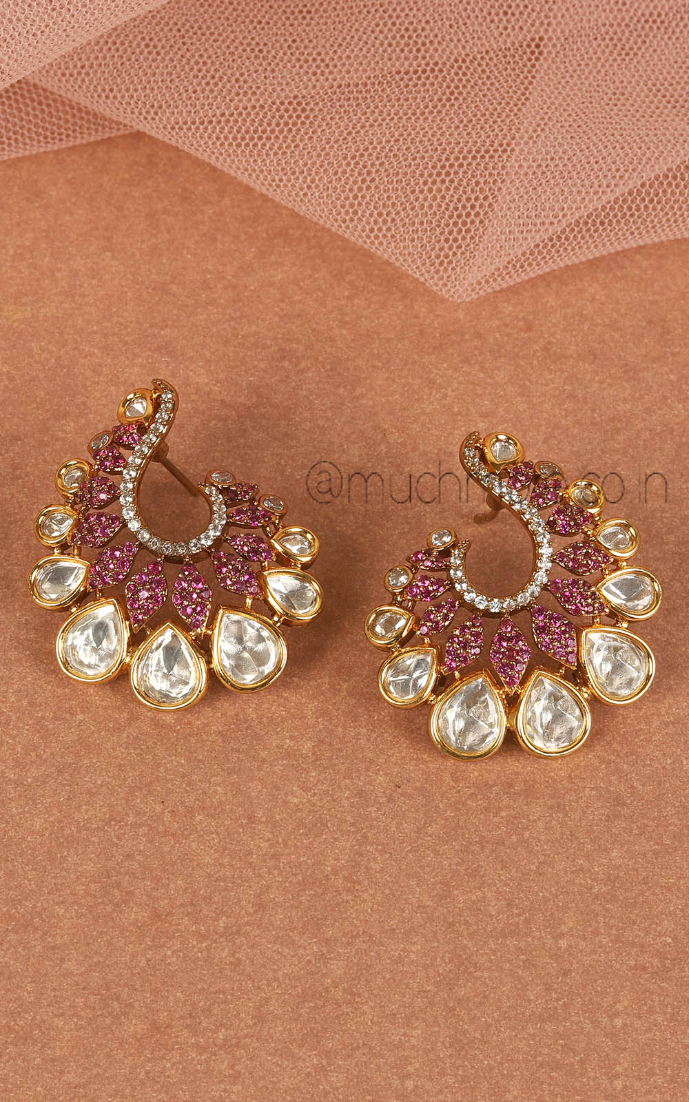 Latest Design Ruby Diamond And Kundan Earrings