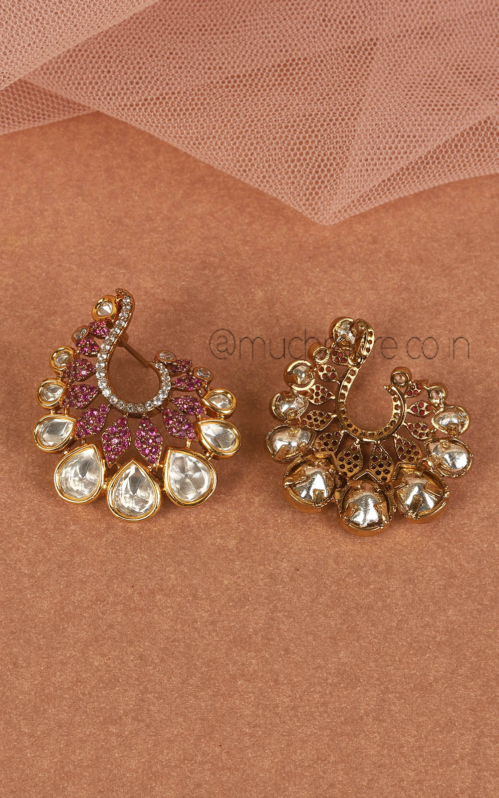 Latest Design Ruby Diamond And Kundan Earrings