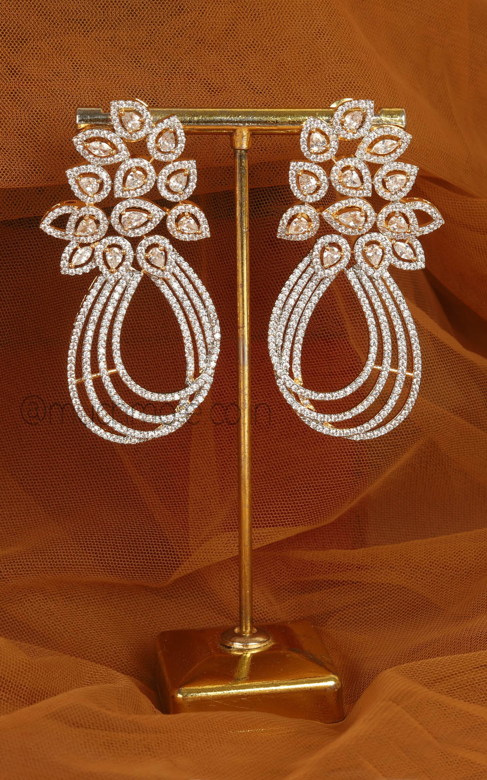 Unique And Stylish Western Look White Zircon Gold Polish Earrings