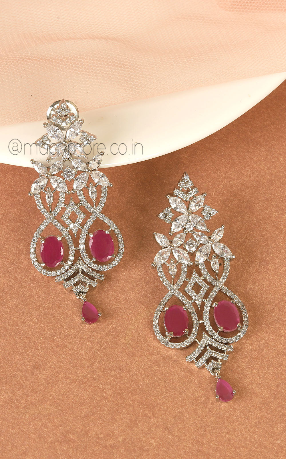 Stunning Designer Wedding Earrings With Zircon Diamond