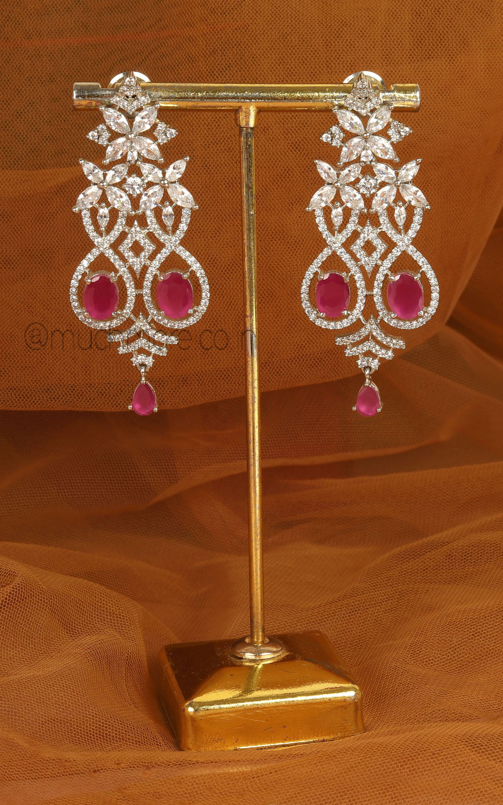 Stunning Designer Wedding Earrings With Zircon Diamond