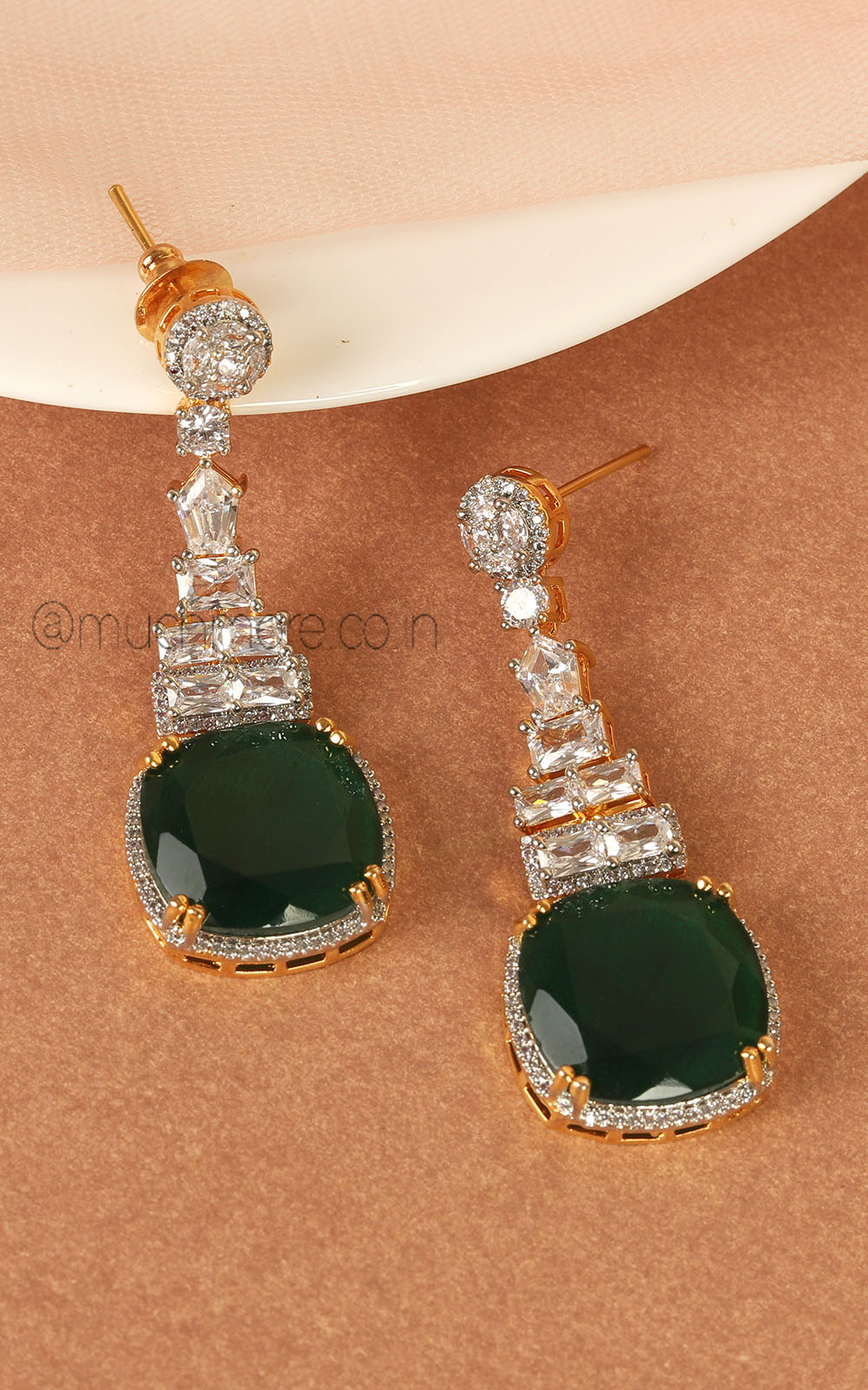Elegant Zircon Emerald Green Earrings Perfect For Office And Formal Outfits