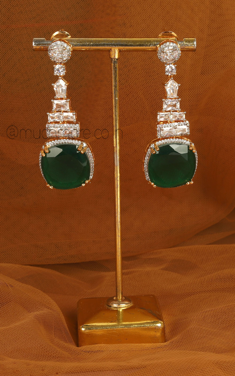 Elegant Zircon Emerald Green Earrings Perfect For Office And Formal Outfits