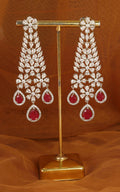 Premium Quality Ruby Diamond Zircon Earrings Silver Polish