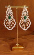 Emerald Green Gold Polish Diamond Zircon Earrings