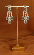 Small And Cute Silver Polish Emerald Green AD Earrings