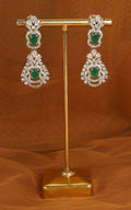 Low Price Silver Polish Emerald Green AD Earrings