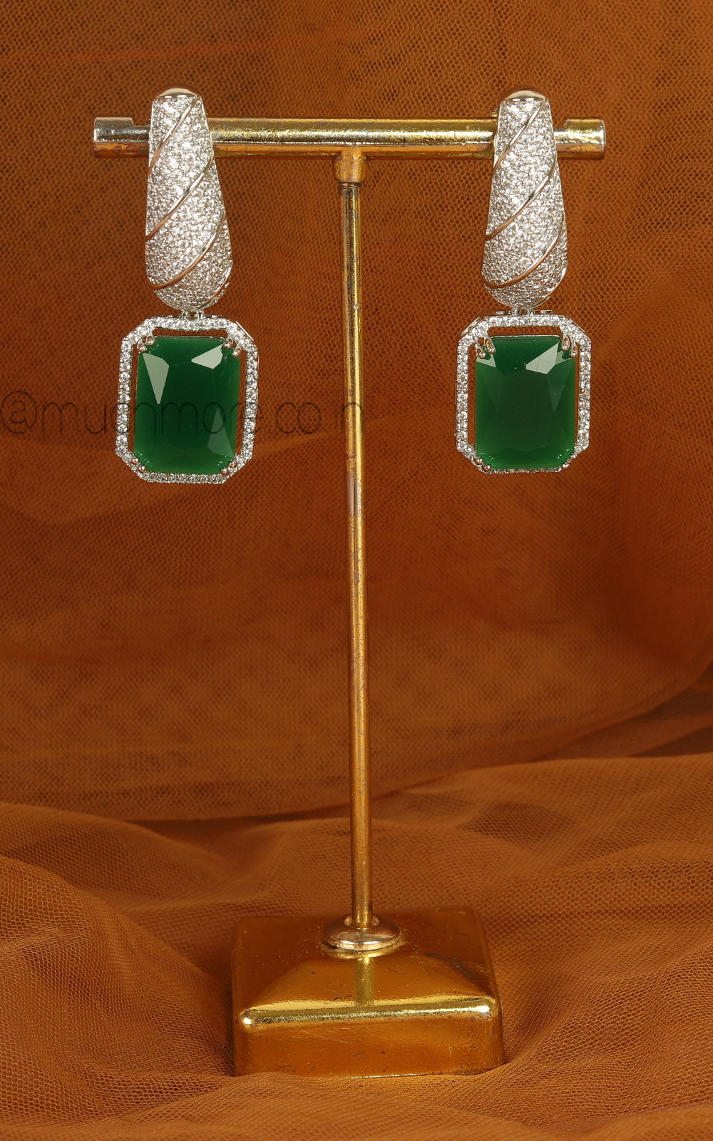 Stylish Silver Polish Emerald Green Earrings For Girls | Women