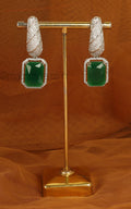 Stylish Silver Polish Emerald Green Earrings For Girls | Women