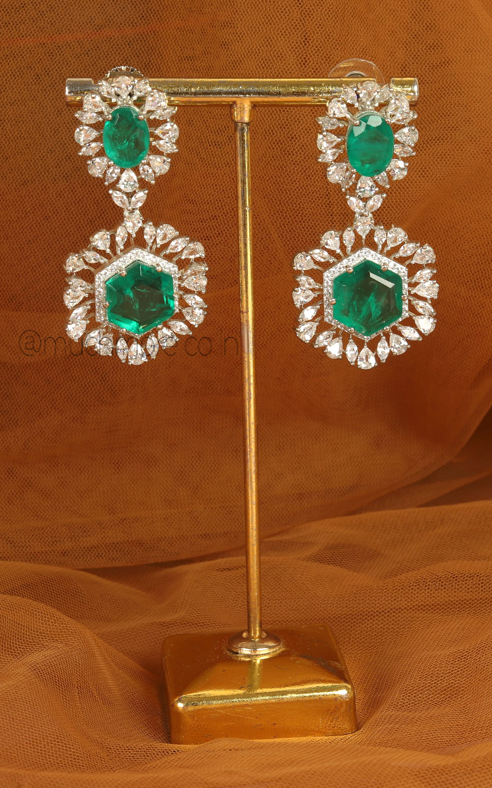 Green Doublet Silver Shine Polish Zircon Women Earrings