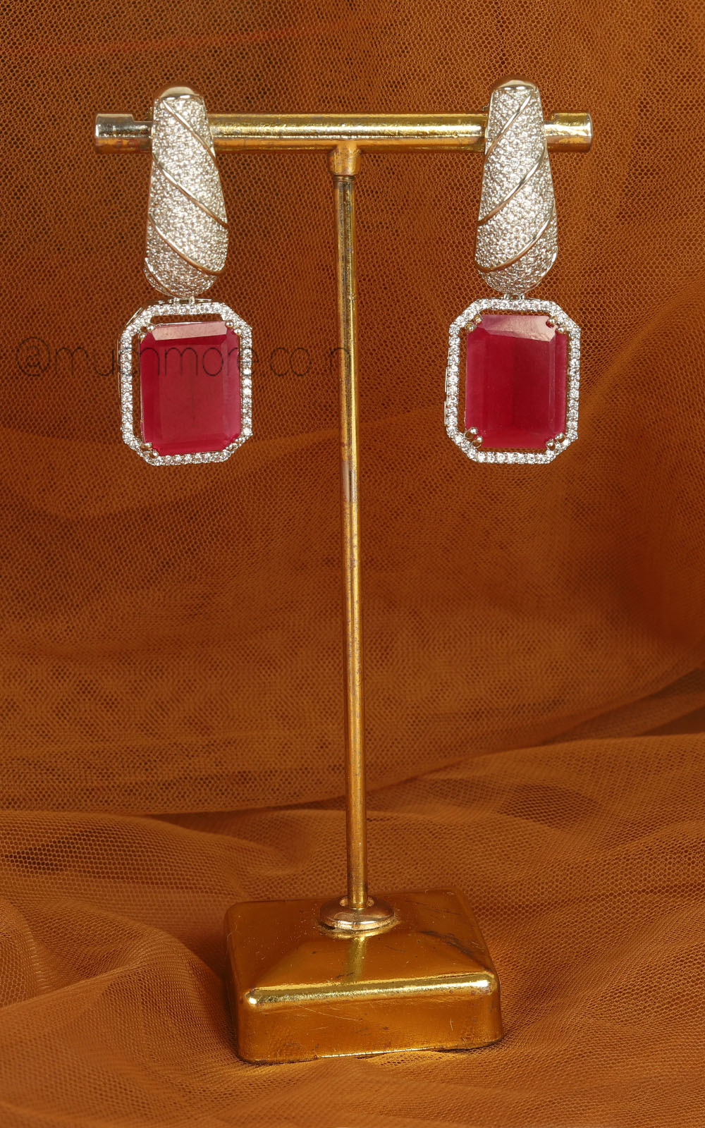 Stylish Silver Polish Ruby Earrings For Girls | Women