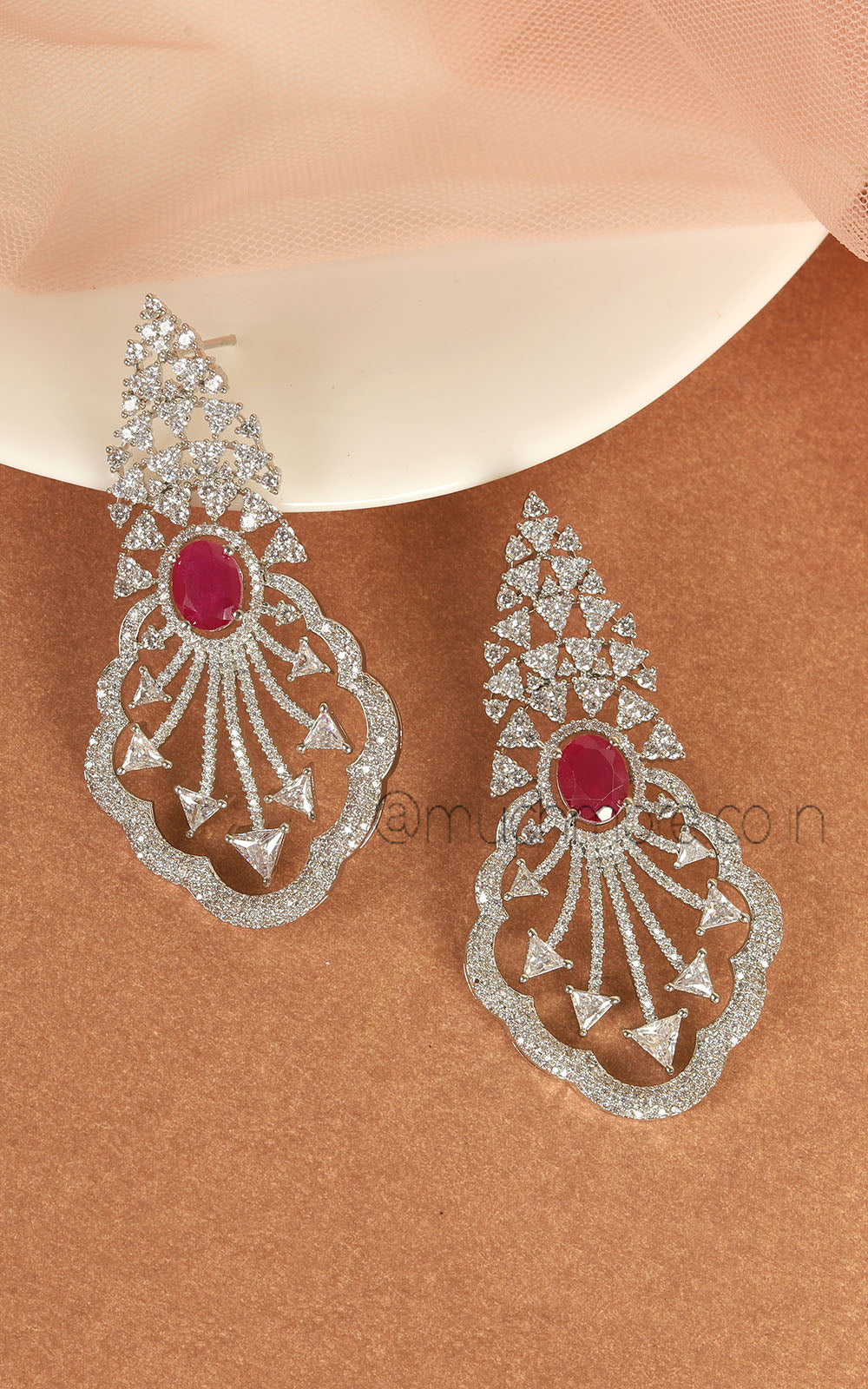 High Quality Zircon Diamond Earrings Silver Polish | Buy Online India