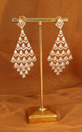 Gold Polish Designer Diamond And Zircon Earrings