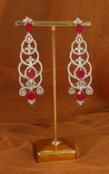 Silver Polish Ruby Stud Earrings For Western Look
