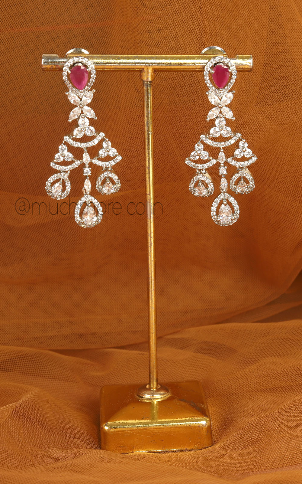 Buy Lightweight Cute Silver Polish Ruby Earrings