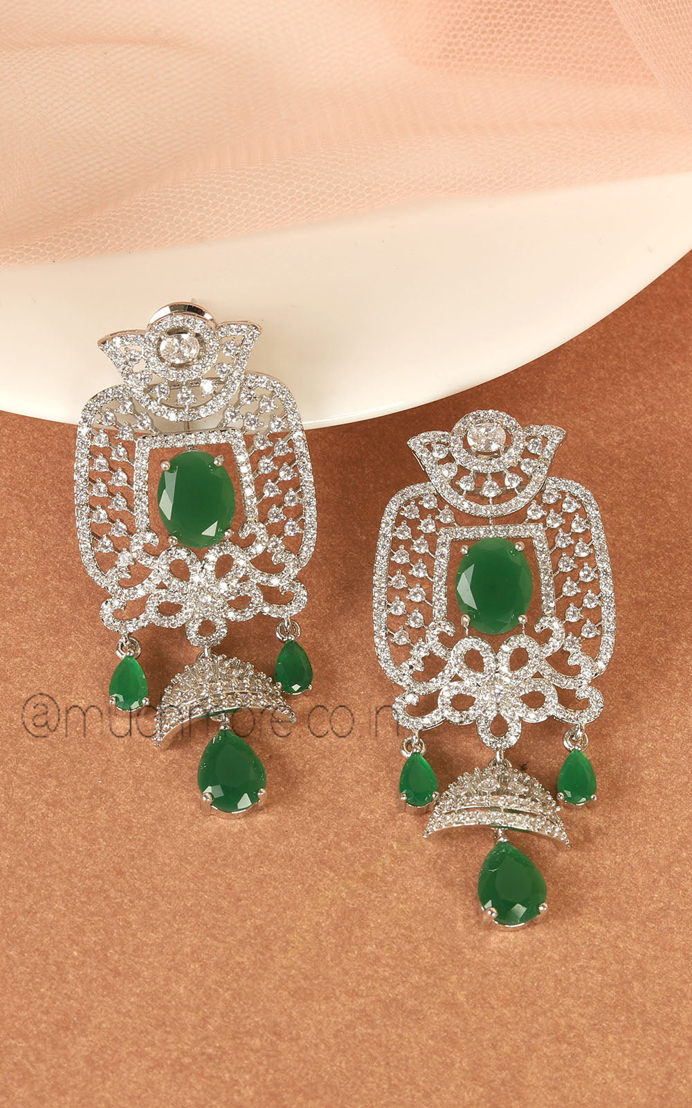 Shop Best Selling Emerald Green Zircon Diamond Earrings.