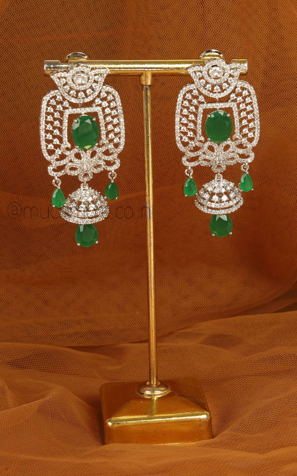 Shop Best Selling Emerald Green Zircon Diamond Earrings.