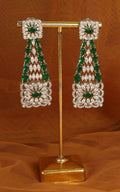Emerald Green Real Diamond Look With Premium Zircon Earrings