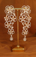 Flower Pattern Gold Polish American Diamond Designer Earrings
