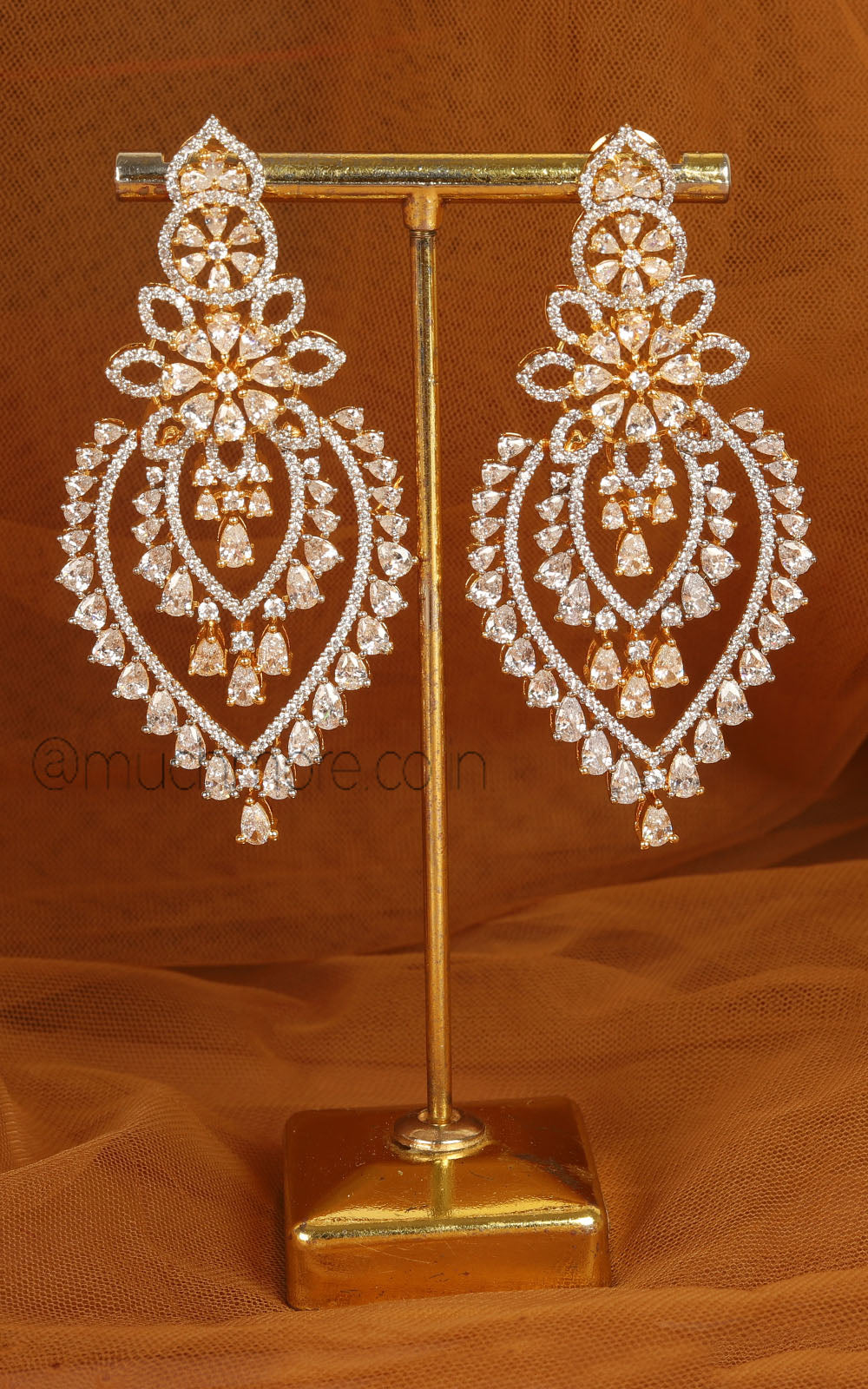 Elegant Diamond Zircon Earrings Silver Polish Buy Online India