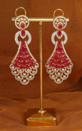 Gold Polish Ruby American Diamond Earrings For Women