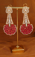 Beautifully Crafted Gold Polish Ruby AD And Zircon Earrings