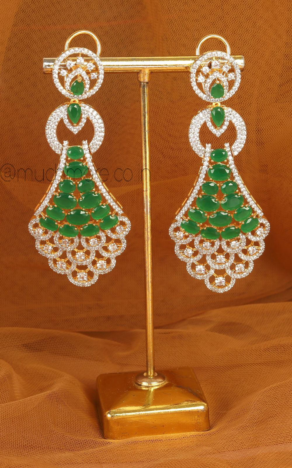 Latest Design Women Gold Polish Diamond And Zircon Earrings