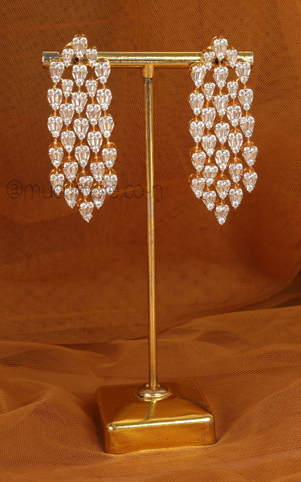 Gold Polish Exclusive Design Diamond And Zircon Earrings