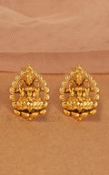 Pure Gold Look Temple Maa Laxmi Small Stud Style Earrings