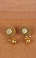 Gold Look Earrings With Kundan And Drop Hanging Buy Online