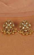 Without Color Gold Look Flower Earrings With Drops