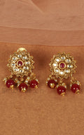 Gold Look Flora Earrings Witrh Kundan And Ruby Drops