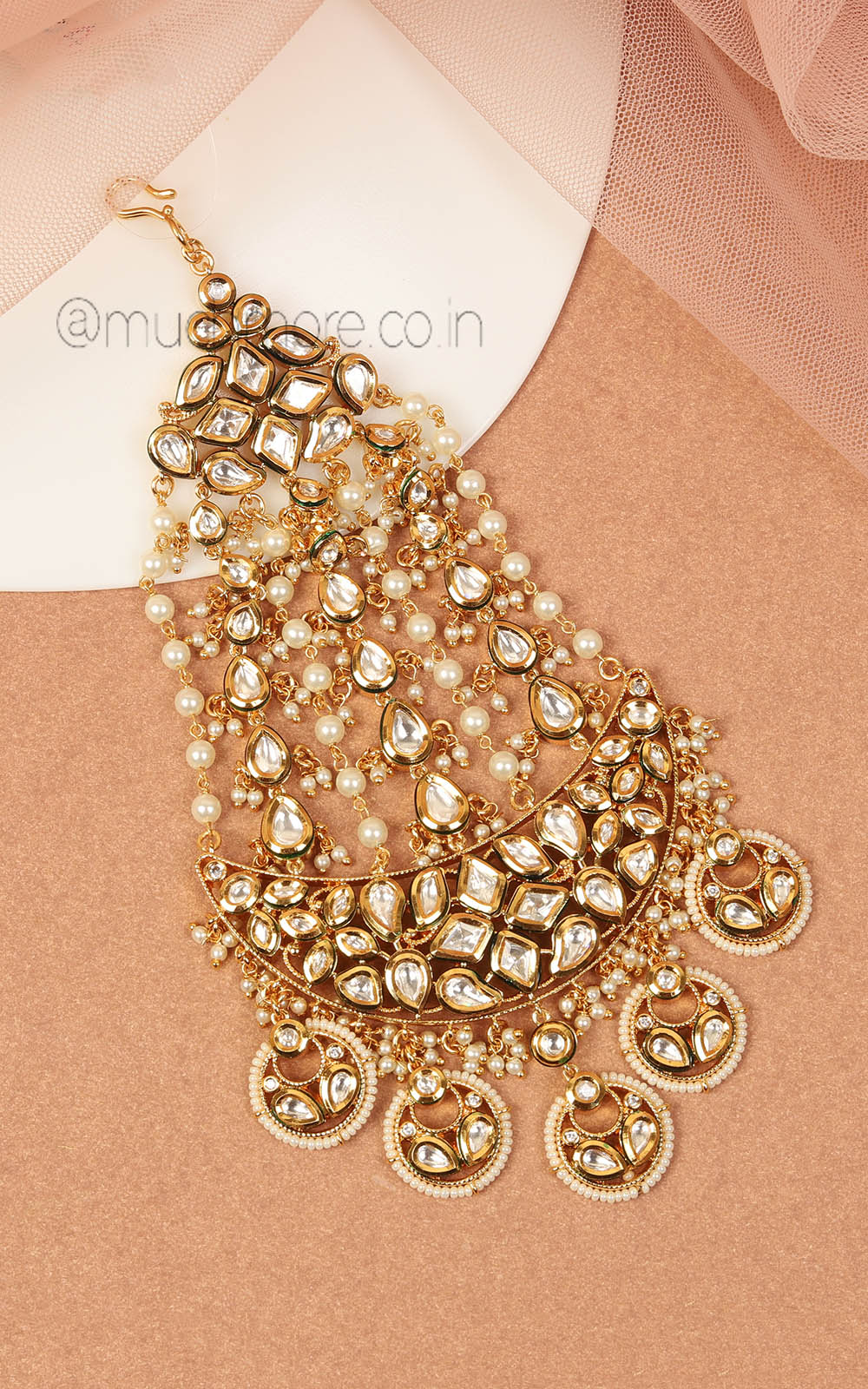 Much-More Premium Gold Finish Kundan Pearl Passa Online